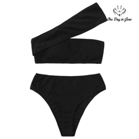 SweatyRocks Other - SweatyRocks One Shoulder Ribbed Bikini